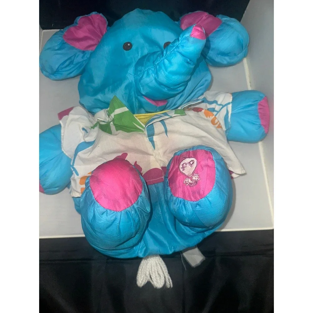 Vintage Fisher‎ Price Puffalump Blue Elephant Hawaiian Shirt Plush 1980s Toy